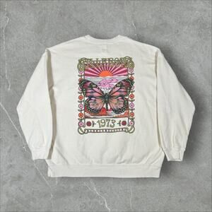Y2K Billabong Butterfly Surfing Size XL Surfwear Pullover Crewneck Sweatshirt